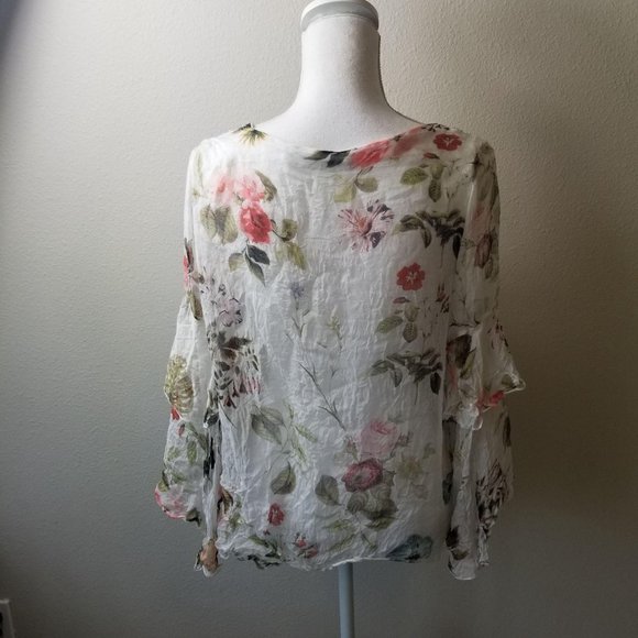 Viola Borghi / S / Floral Shear Back Blouse - Picture 2 of 4